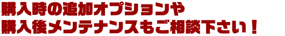 購入時の追加オプションや購入後メンテナンスもご相談下さい！